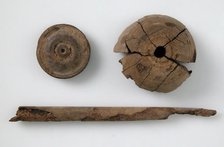 Wood, Whorl, Lid and Stick, Coptic, 4th-7th century. Creator: Unknown.
