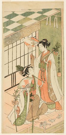 The Shrine Dancers (Miko) Ohatsu and Onami, 1769. Creator: Ippitsusai Buncho.