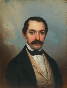 Portrait of a man with moustache, 1847. Creator: Gustáv Müller.