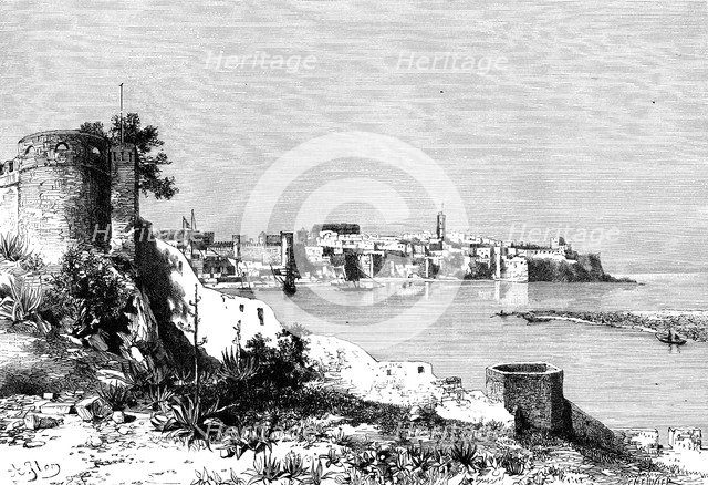 Rabat and the mouth of the Bu-Regrag river, Morocco, 1895.Artist: Meunier