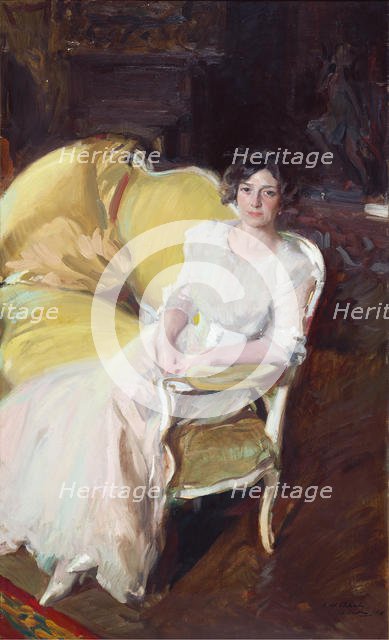 Clotilde Sitting on a Sofa, 1910. Creator: Sorolla y Bastida, Joaquín (1863-1923).