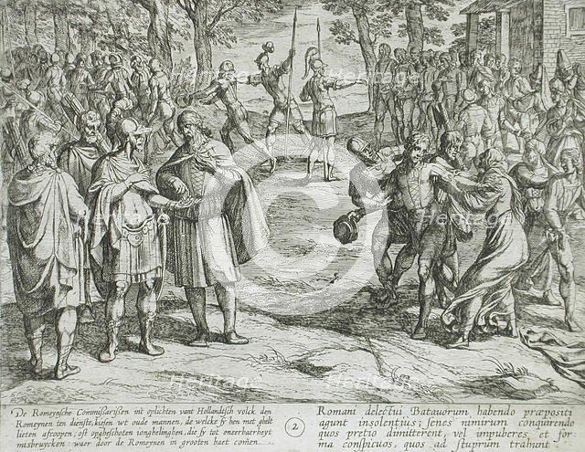 The Romans Paying Off Dutch Old Men for the Services of Young Ones, Publshed 1612. Creator: Antonio Tempesta.