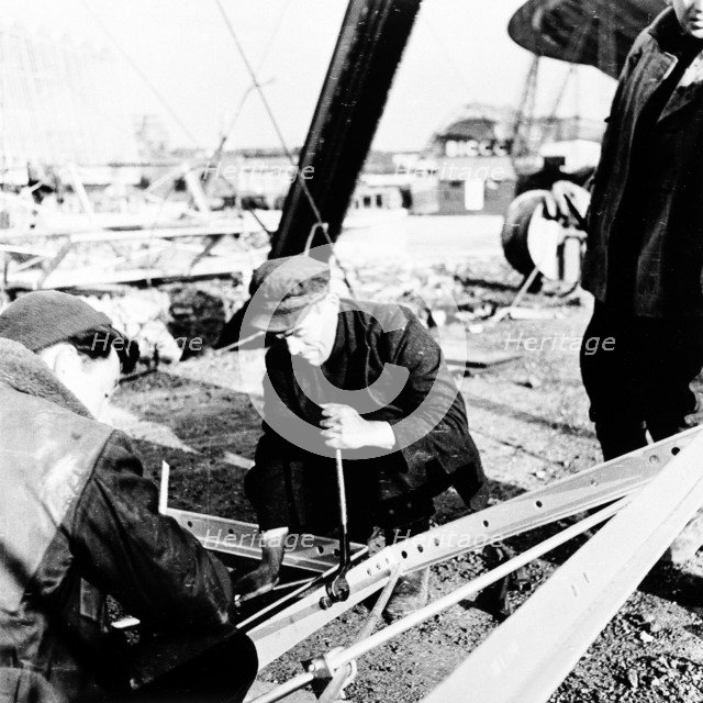 Construction workers on the South Bank, London, 1951. Artist: Henry Grant