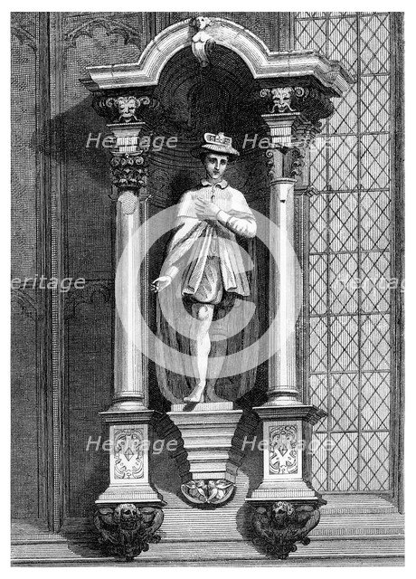 The statue of Edward VI, from the front of the Guildhall Chapel, City of London, 1886.Artist: William Griggs