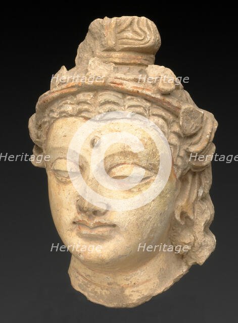 Head of a Bodhisattva, Kushan period, About 3rd/5th century. Creator: Unknown.