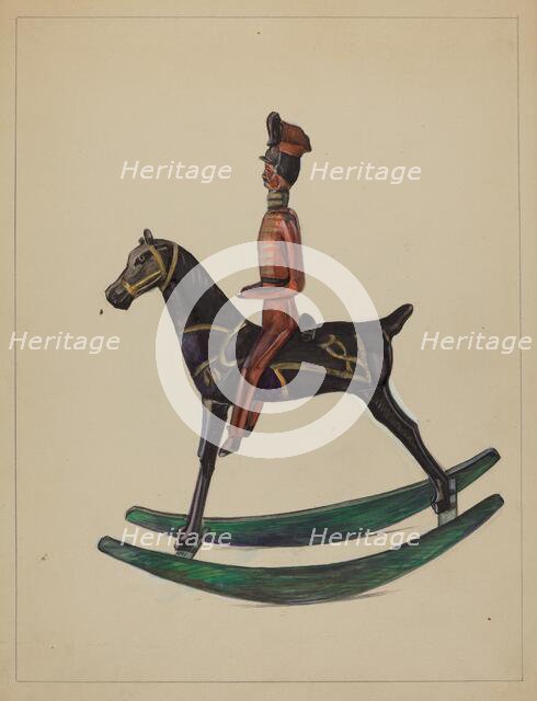 Toy Rocking Horse and Rider, c. 1936. Creator: Mina Lowry.