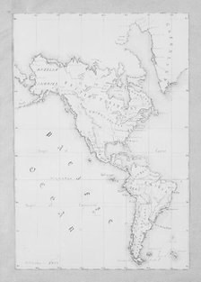 Map of the Western Hemisphere (from Sketchbook), 1851. Creator: James Abbott McNeill Whistler.