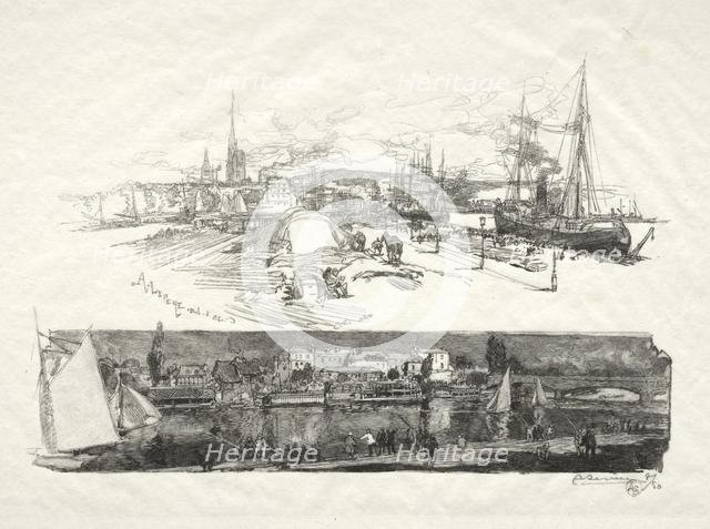 Rouen Illustré: Les Nouveaux Quais-LIle La Croix, 1896. Creator: Auguste Louis Lepère (French, 1849-1918).