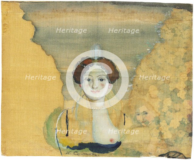 Young lady with a garden beyond. Creator: Somov, Konstantin Andreyevich (1869-1939).