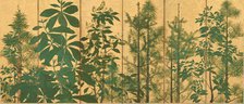 Trees. A six-section folding screens, Mid of 17th cen..