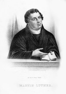 Martin Luther, German theologian, Augustinian monk, and ecclesiastical reformer, (1854). Artist: Unknown