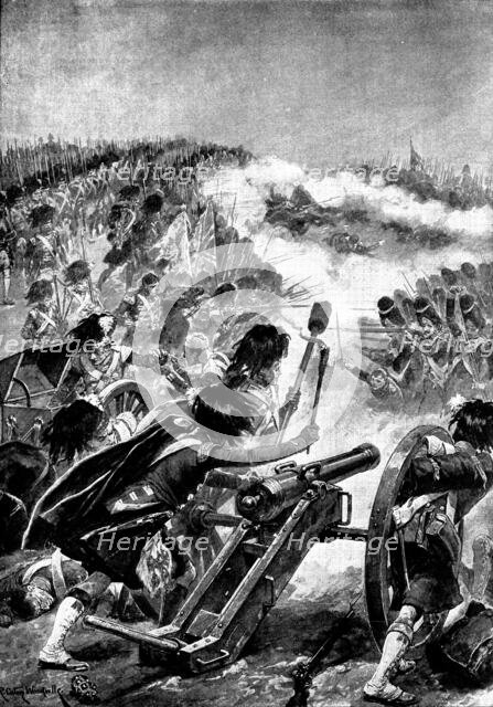 Battles of the British Army...Vimiero: the Highlanders turning the captured guns on the French, 1895 Creator: George Meisenbach.