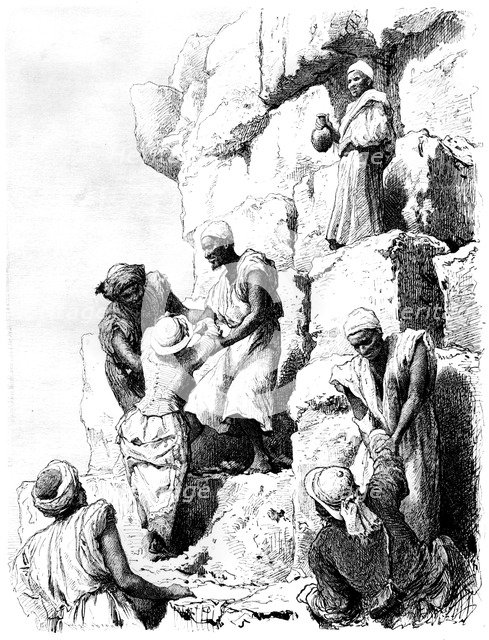 'Climbing of the Pyramid, Egypt', 1880. Artist: Bh Fiedlen