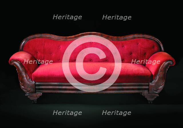 Mahogany sofa from the home of Robert Smalls, 1850s. Creator: Unknown.