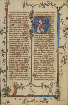 Initial D: David Pointing to his Eye; Breviary, about 1320-1325. Creator: Unknown.