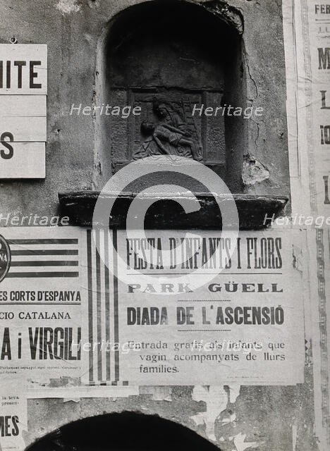 Hospital de la Santa Cruz, Barcelona: a stone relief, carved..., c1900s.. Creator: Unknown.