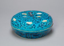Circular Covered Box with Floral and Lingzhi Mushroom Scrolls, Ming dynasty (1368-1644), 16th cent. Creator: Unknown.