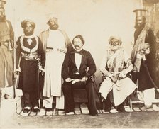 British Gentleman with Group of Eastern Potentates, 1860s. Creator: Unknown.