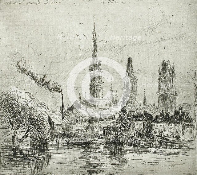 Cours-la-Reine, ou Bords de la Seine à Rouen, 1884. Creator: Camille Pissarro.