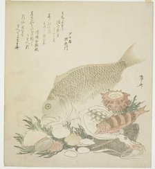 Fish and shells, 1821. Creator: Shinsai.
