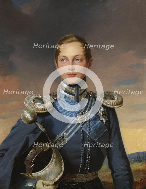 Portrait of Tsarevich Alexander Nikolaevich of Russia (1818-1881). Creator: Stieler, Joseph Karl (1781-1858).