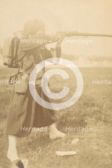 [Soldier Aiming Rifle], 1880s-90s. Creator: Unknown.