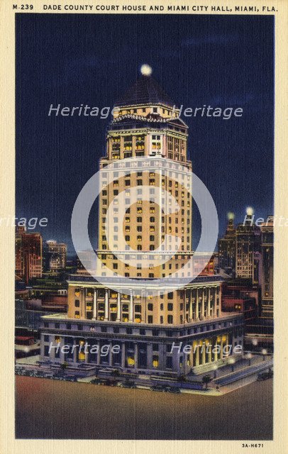 Miami-Dade County Courthouse, Miami, Florida, USA, 1933. Artist: Unknown