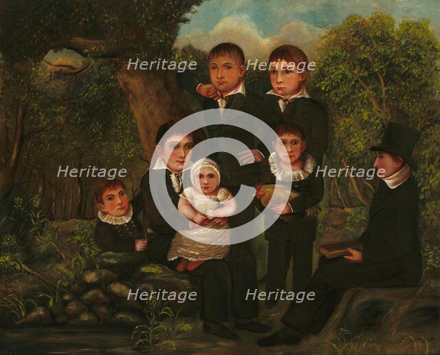 Abraham Clark and His Children, 1822. Creator: J. H..