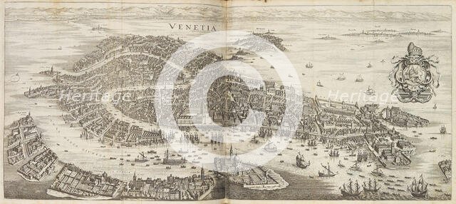Panorama of Venice. From Newe Archontologia cosmica by Johann Ludwig Gottfried, 1646. Creator: Merian, Matthäus, the Elder (1593-1650).