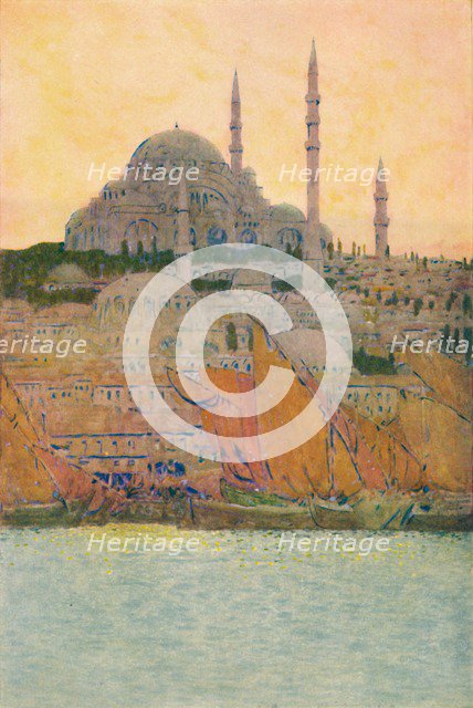 'The Mosque of Suleiman at Constantinople', 1913. Artist: Jules Guerin.