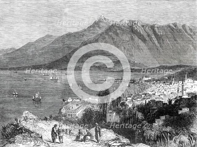 The town of Beyrout and Mount Lebanon - from a drawing by J. Lewis Farley, 1860. Creator: Unknown.