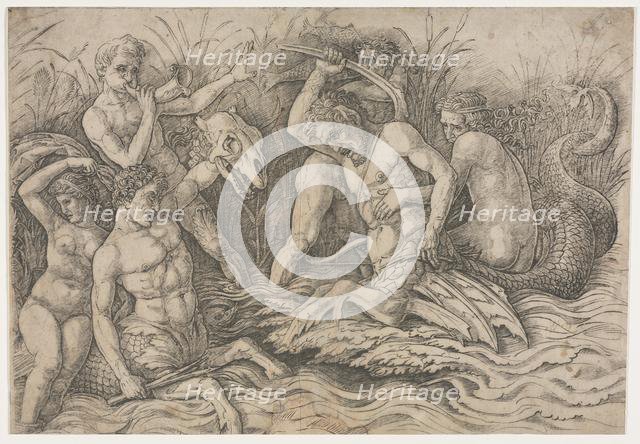 Battle of the Sea Gods - right portion, c. 1485-88. Creator: Andrea Mantegna (Italian, 1431-1506).