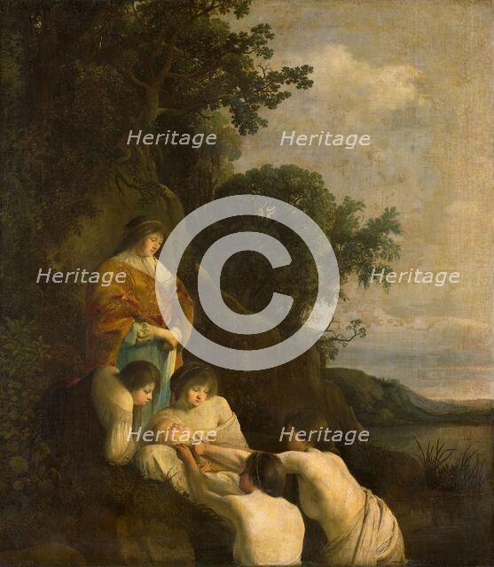 Pharaoh's Daughter Discovers Moses in the Rush Basket, c.1635-c.1638. Creator: Paulus Bor.