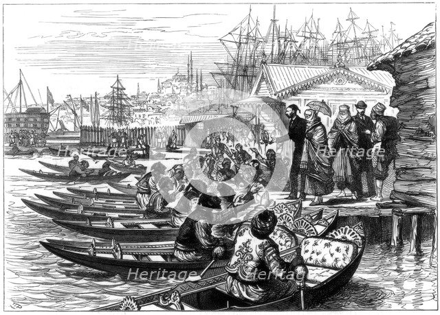 'Hiring a Caique, Constantinople', 1877. Artist: Unknown