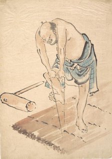 Man on a Raft. Creator: Hokusai.
