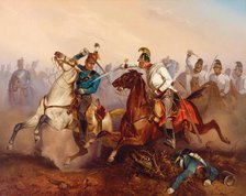 Combat between Imperial Austrian Dragoons and Hungarian Honvéd Hussars ….Hungary in 1849, 1854. Creator: Zimmer, Antonin (1819-1869).