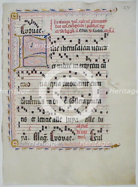 Manuscript Leaf with Initial F, from an Antiphonary, German, second quarter 15th century. Creator: Unknown.