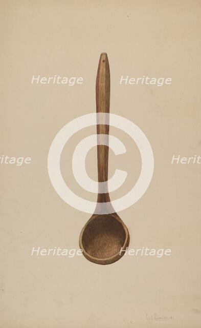 Wooden Ladle, 1941. Creator: E.J. Reynolds.