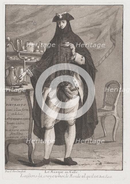 Le Masque au caffé (The Masked Man Taking Coffee), 1775. Creator: Giovanni David.