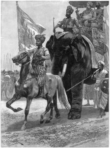 Arrival of the Nawab Siraj Ud Daulah before Clive's position, India, 1757, (1893).Artist: Richard Caton Woodville II