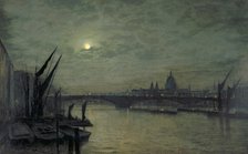 'The Thames by moonlight with Southwark Bridge', 1884. Artist: John Atkinson Grimshaw