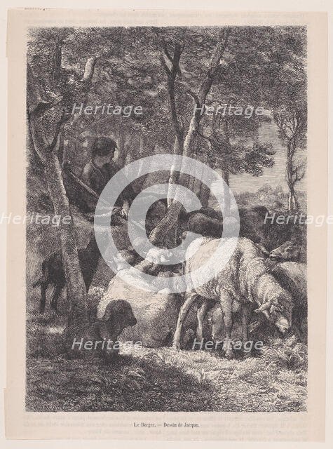 The Shepherd, from "Le Magasin Pittoresque", ca. 1852. Creator: François Rouget.