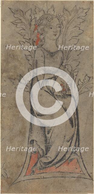 Seated Girl with a Dog, c. 1325. Creator: Unknown.