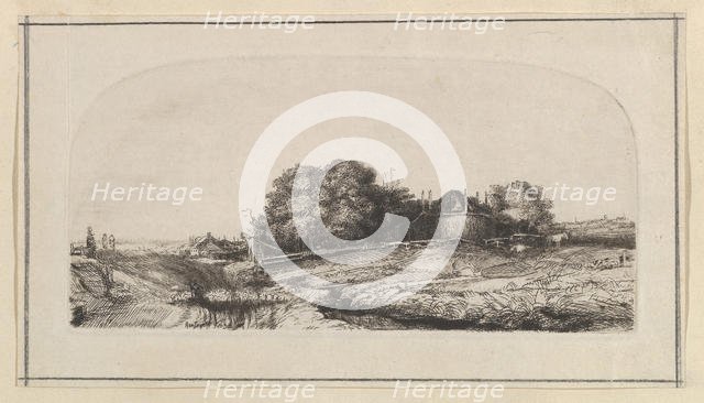 Landscape with a Haybarn and a Flock of Sheep (copy), 1750-1810. Creator: William Baillie.