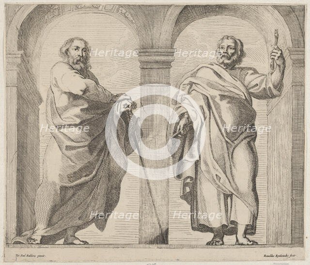 Saints Peter and Paul in a vestibule, ca. 1630-80., ca. 1630-80. Creator: Remoldus Eynhoudts.