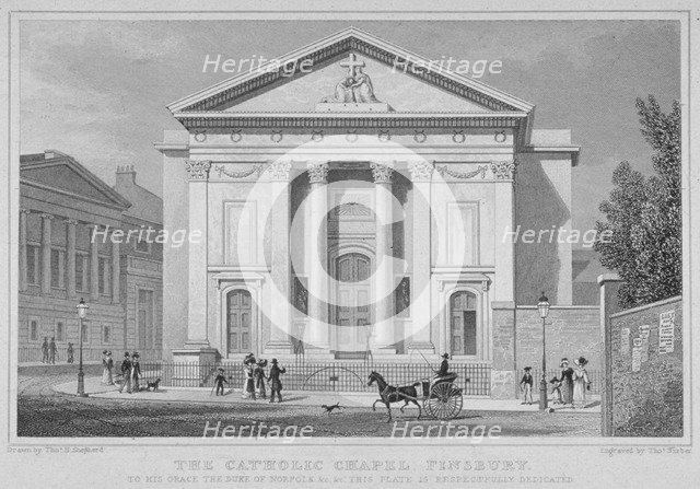 St Mary's Roman Catholic Church, Moorfields, City of London, 1827. Artist: Thomas Barber