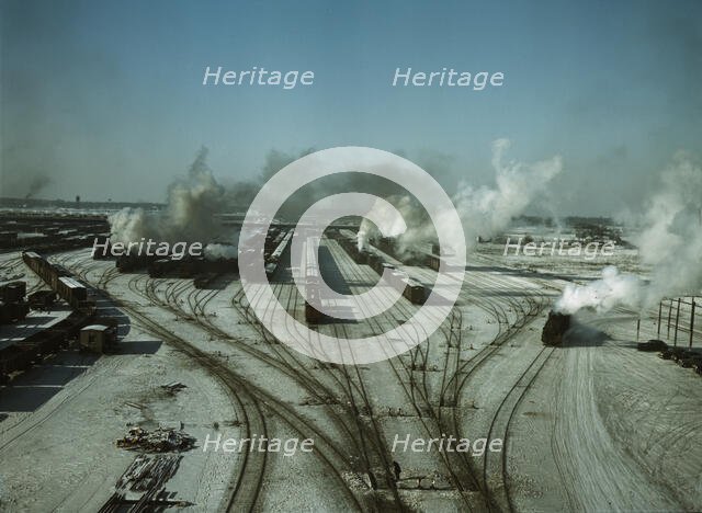 General view of one of the classification yards of the C & NW RR, Chicago, Ill., 1942. Creator: Jack Delano.