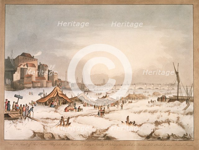 View of the frozen River Thames off Three Cranes Wharf, London, 1814. Artist: Unknown
