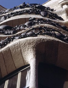 La Pedrera or Mila House, completed in 1912, designed by architect Antoni Gaudi i Cornet, Detail …