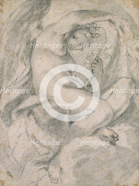 A Nymph (possibly Flora) amid Clouds, 1575-1619. Artist: Lodovico Carracci.